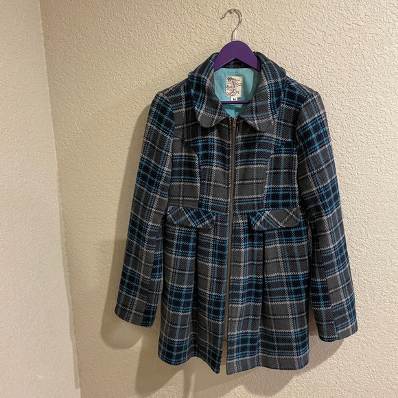 Blue and Gray plaid coat - Picture 1 of 11